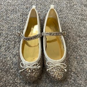 Crewcuts. Gold glitter flats with strap.